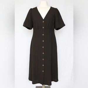 Forever 21 Black Midi Button Dress